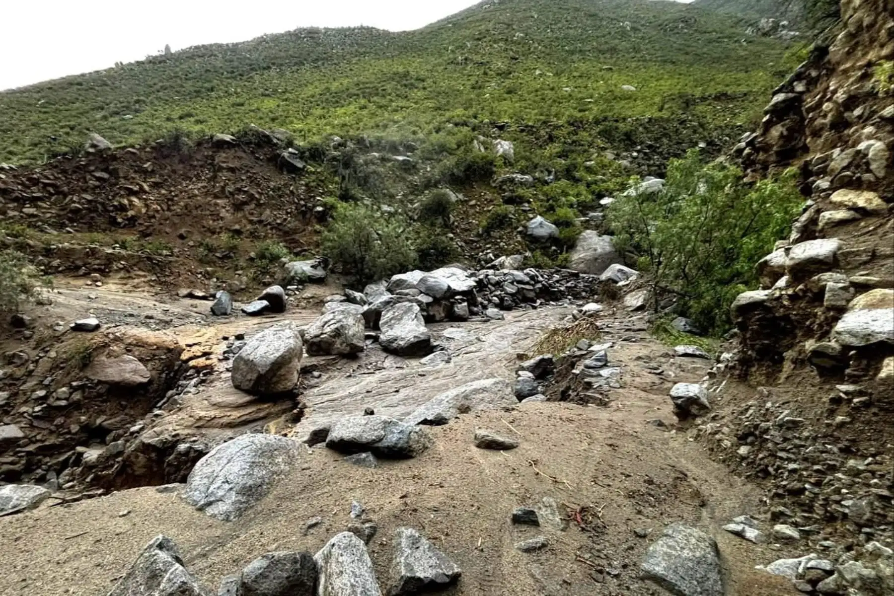 Arequipa: activación de quebradas por lluvias interrumpe vía carrozable en Caravelí