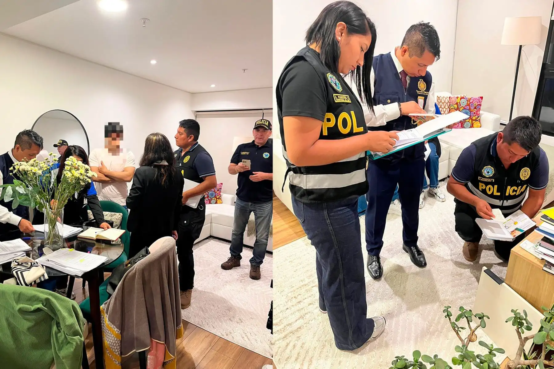 Primera Fiscalía Anticorrupción de Lima Centro ejecuta el allanamiento, registro domiciliario e incautación de bienes, documentos y elementos relevantes para la investigación por la emisión de órdenes de servicio y designaciones durante el gobierno del expresidente José Jerí. Fotos: Ministerio Público