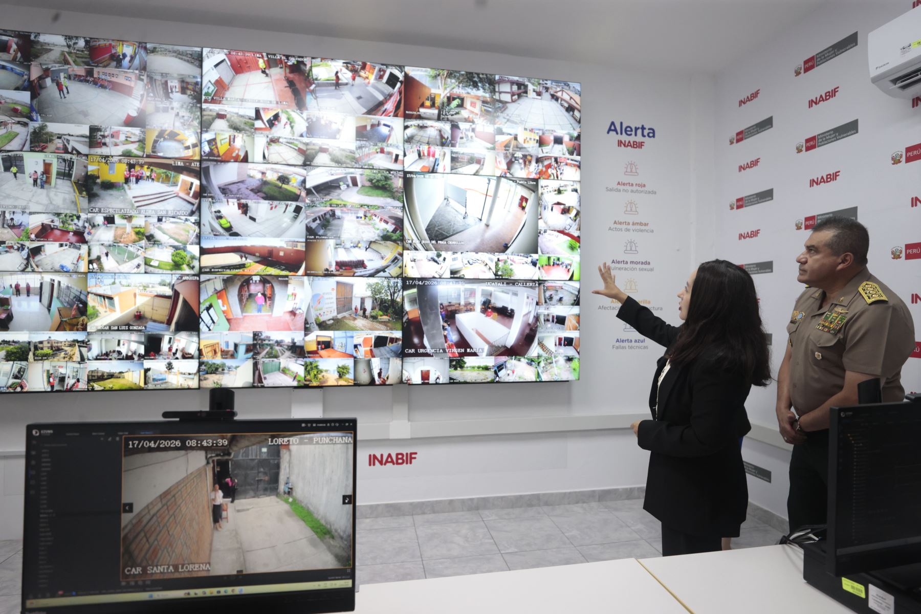 El centro de monitoreo remoto está ubicado en la sede central del Inabif y ha sido diseñado para respaldar exclusivamente las acciones de seguridad, protección y gestión institucional, permitiendo una supervisión permanente de los servicios brindados a la población en situación de vulnerabilidad. Foto: ANDINA/Vidal Tarqui