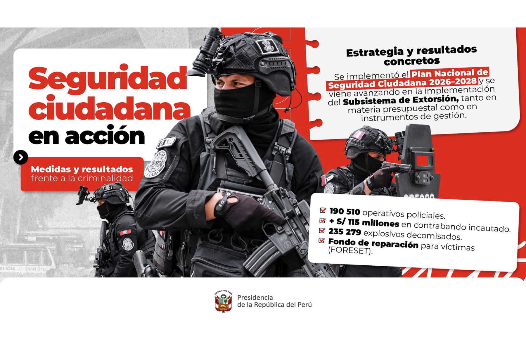 Gobierno ejecutó más de 190 mil operativos policiales para preservar seguridad ciudadana