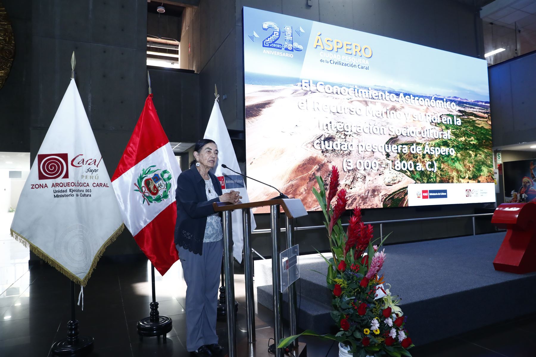 Desde el Ministerio de Cultura en San Borja se realizó la presentación oficial del reciente hallazgo arqueológico en Áspero, ciudad pesquera de la civilización Caral, a cargo de la directora de la Zona Arqueológica Caral, Ruth Shady, y del jefe del sitio arqueológico de Áspero, David Palomino. Foto: ANDINA/Daniel Bracamonte