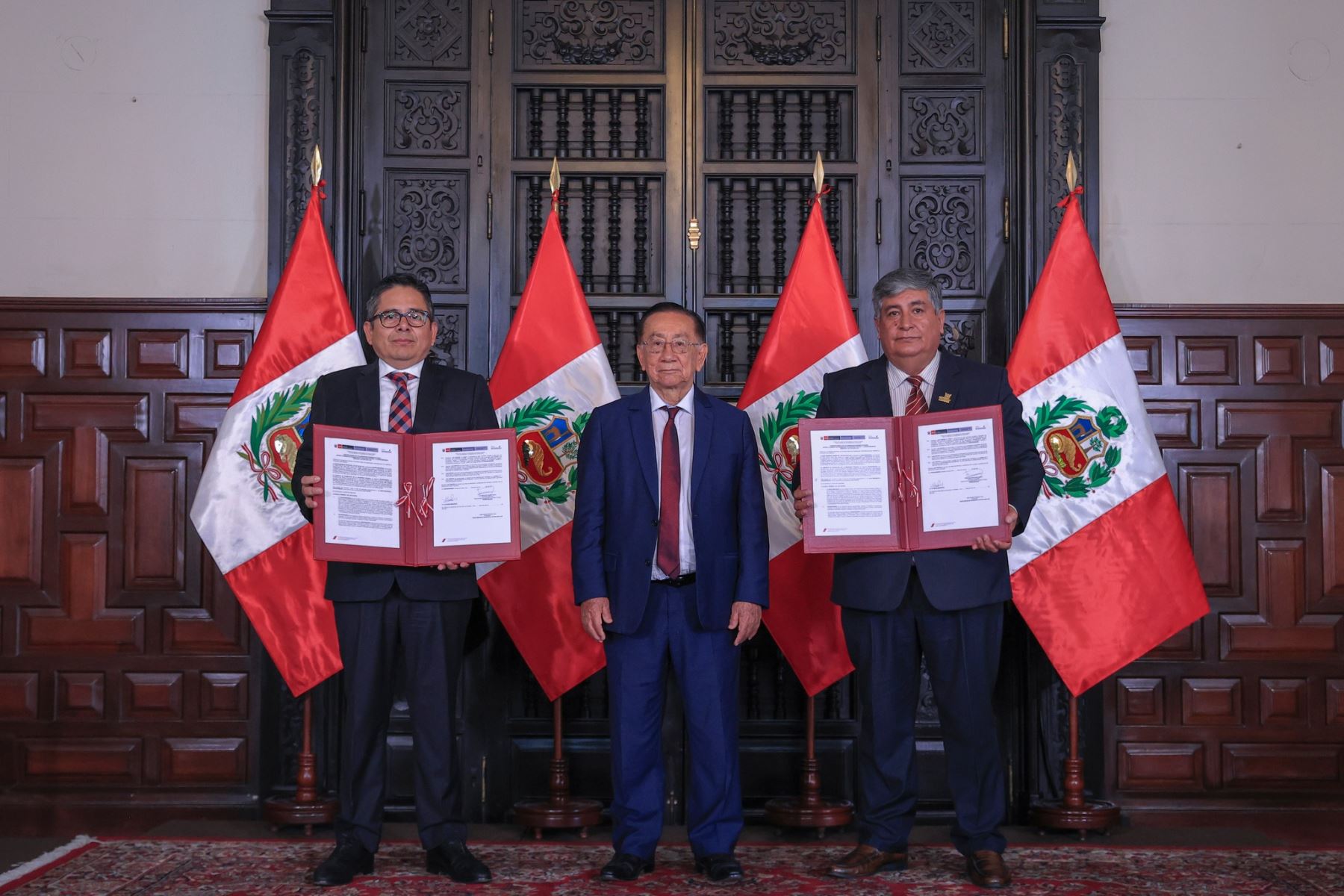 El presidente de la república, José María Balcázar, participó en la suscripción del Convenio Marco de Colaboración Interinstitucional entre ProInversión y la Mancomunidad Municipal de Hatun Huaylas, en el marco de Obras por Impuestos. Foto: ANDINA/ Prensa Presidencia