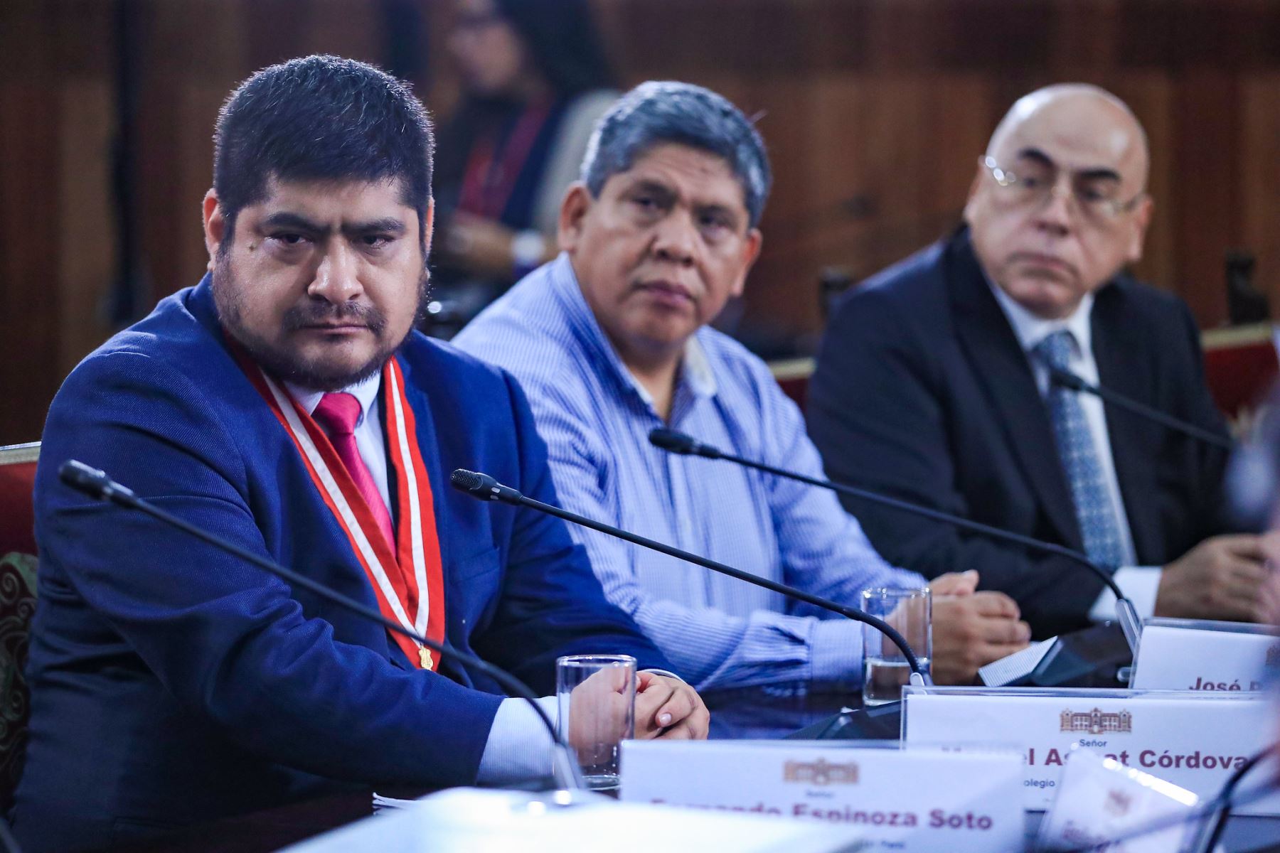 El presidente de la república, José María Balcázar, recibió esta tarde, en Palacio de Gobierno, a representantes del Colegio de Ingenieros del Perú (CIP) para coordinar acciones que permitan acelerar el destrabe de obras en todo el país. Foto: Presidencia