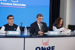 Jefe interino de la Oficina Nacional de Procesos Electorales (ONPE), Bernardo Pachas, brindó conferencia de prensa.