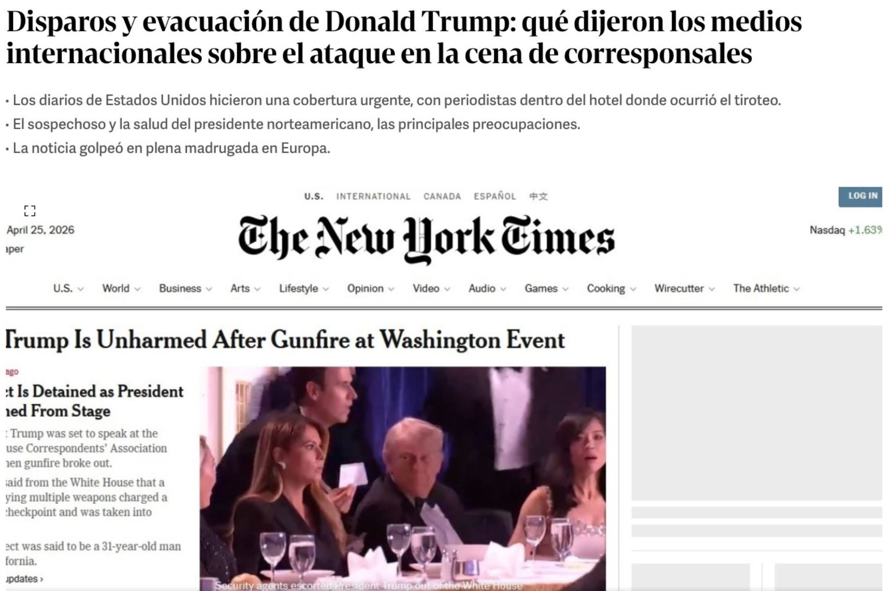 Así informan los diarios del mundo sobre el acto de violencia registrado en Washington. Foto: Captura TV