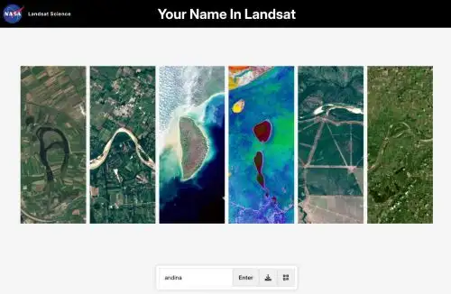 Your Name in Landsat utiliza registros visuales recopilados durante más de 50 años por el programa Landsat.