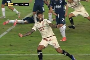 Caín Fara celebra el gol de Universitario de Deportes. Imagen: Captura de TV.