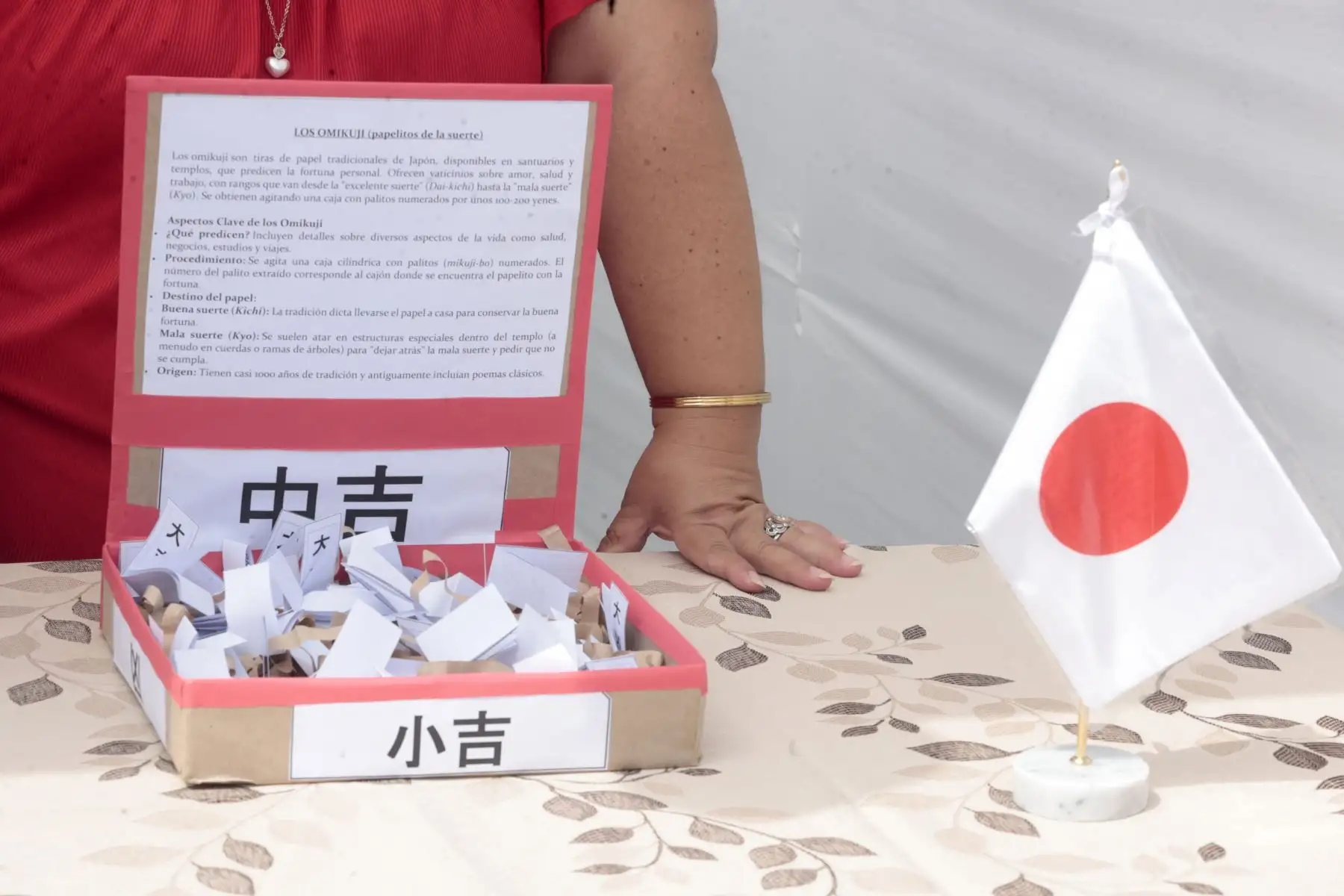 Detalles de la ambientación resaltaron símbolos de la cultura japonesa durante la actividad realizada en La Victoria. Foto: ANDINA/Vidal Tarqui.