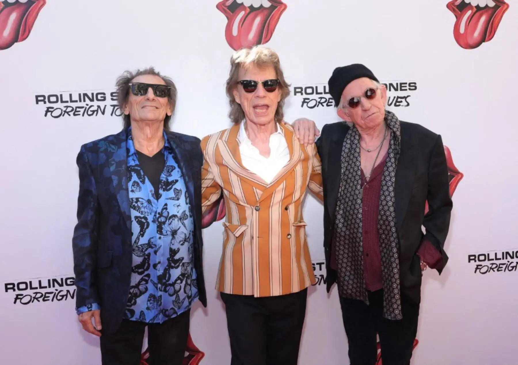 Ronnie Wood, Mick Jagger y Keith Richards asisten al evento de lanzamiento del álbum de The Rolling Stones en The Weylin, Nueva York. Foto: AFP