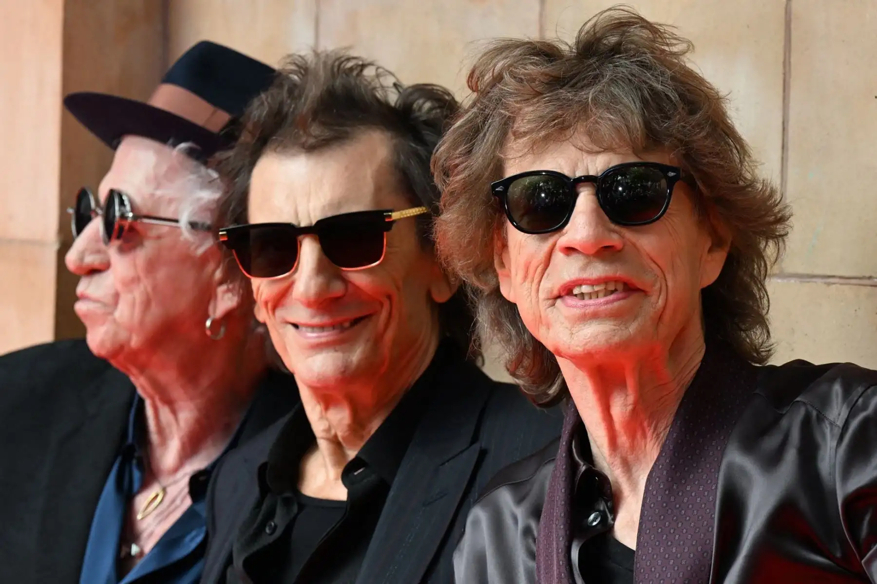 Ronnie Wood, Mick Jagger, Steve Jordan y Keith Richards de The Rolling Stones en el MetLife Stadium. Foto: AFP