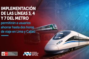 El Plan de Movilidad Urbana para Lima y Callao, impulsado por la Autoridad de Transporte Urbano para Lima y Callao (ATU), contempla como una medida prioritaria la implementación de las Líneas 3, 4 y 7 del Metro. Foto: ANDINA/Difusión
