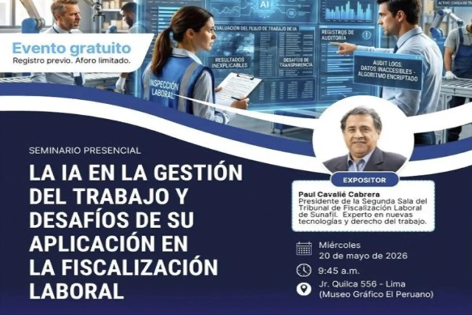 El Peruano organiza seminario gratuito sobre futuro de la fiscalización laboral y la IA