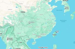 Mapa de localización de Taiwán y China. Imagen: Google Maps.