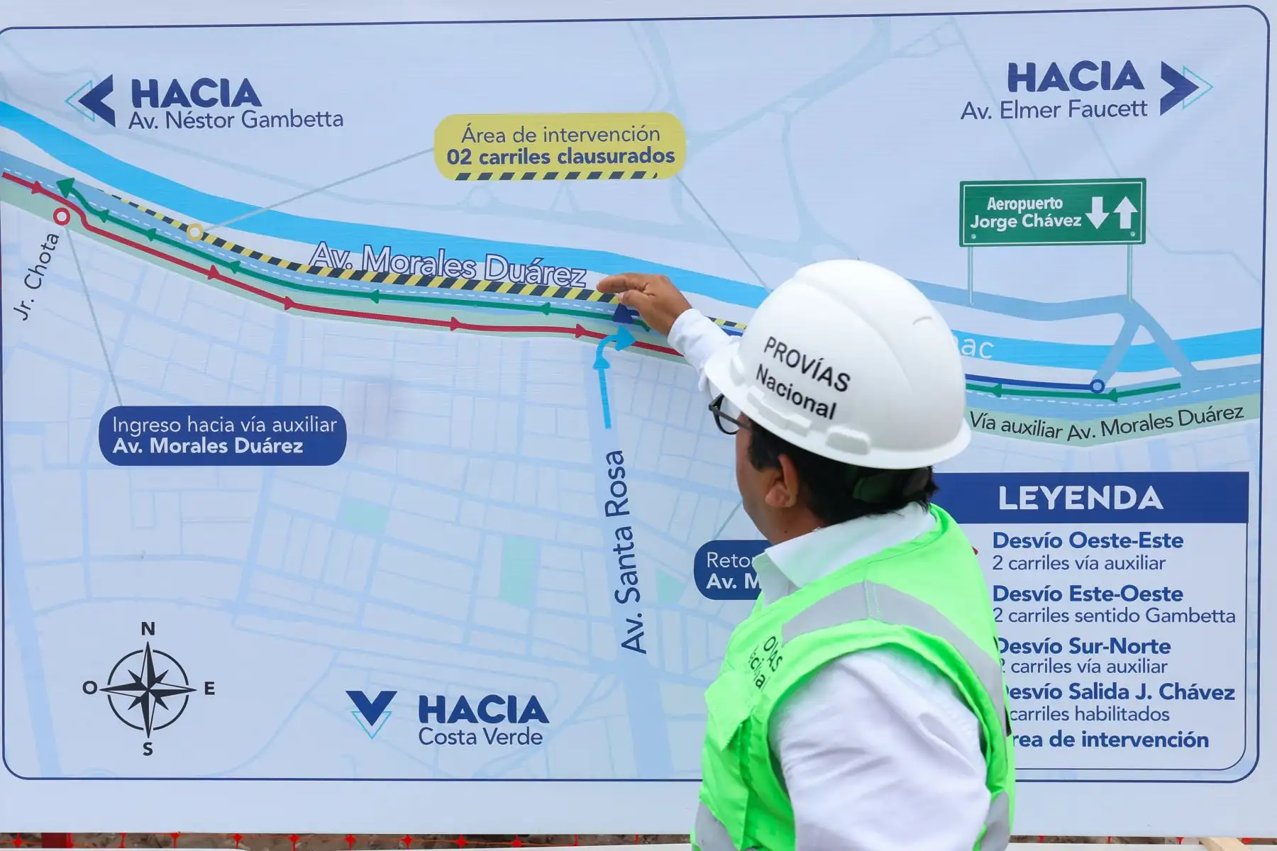Ministerio de Transportes y Comunicaciones anuncia que desde este domingo 17 de mayo a las 8 a.m. se iniciará la primera etapa del plan de desvío vehicular en un tramo de la av. Morales Duárez para dar inicio a las obras del Proyecto Puente Santa Rosa, al Aeropuerto Internacional Jorge Chávez.
Foto: ANDINA/Difusión