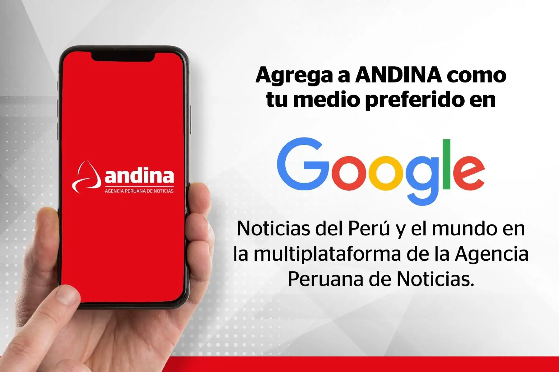 Agrega a la Agencia Andina como tu medio preferido en Google