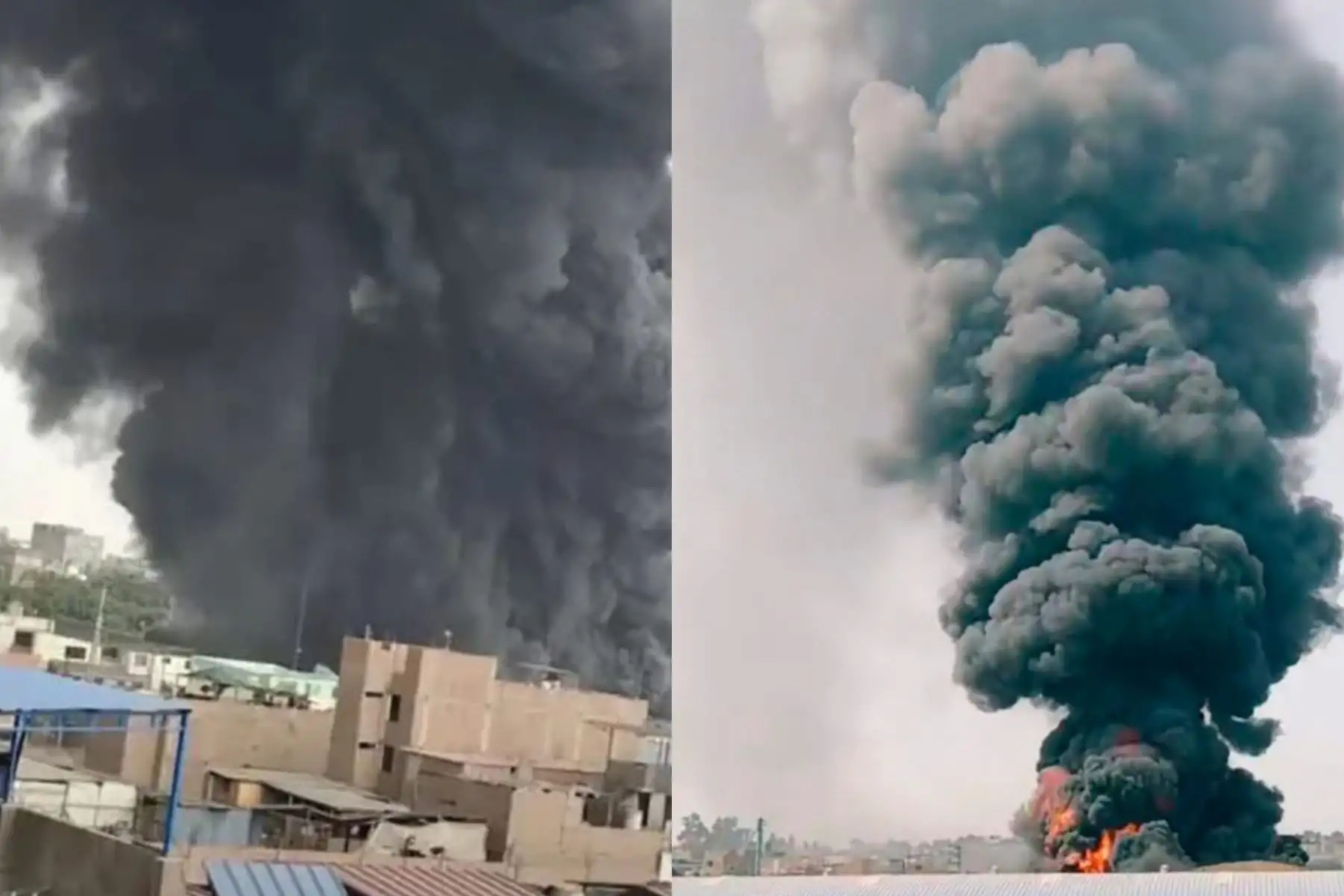 Ate: incendio de grandes proporciones consume almacén en zona industrial
