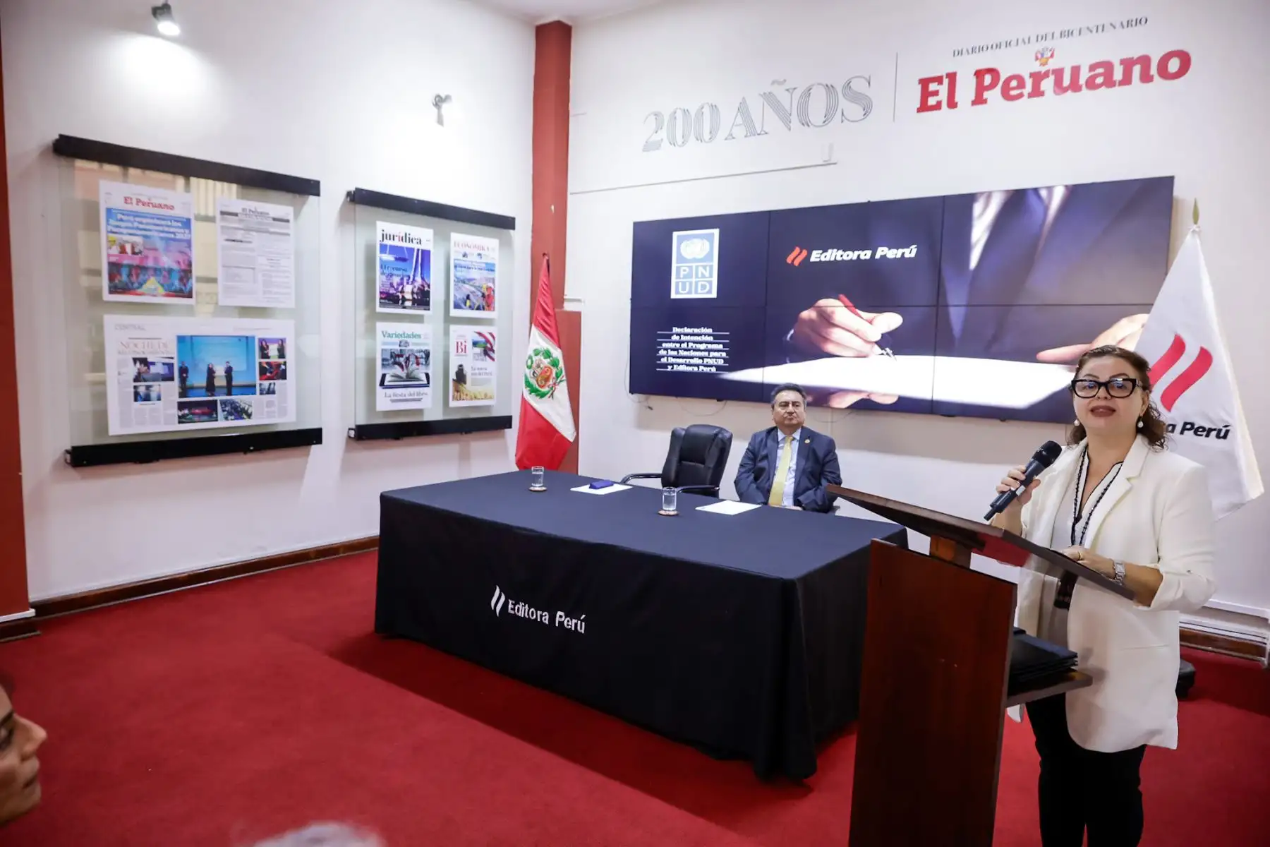 La ceremonia de suscripción de la Declaración de Intención entre Editora Perú y el PNUD se realizó en la sede institucional de la empresa estatal. Foto: ANDINA/Luis Iparraguirre.