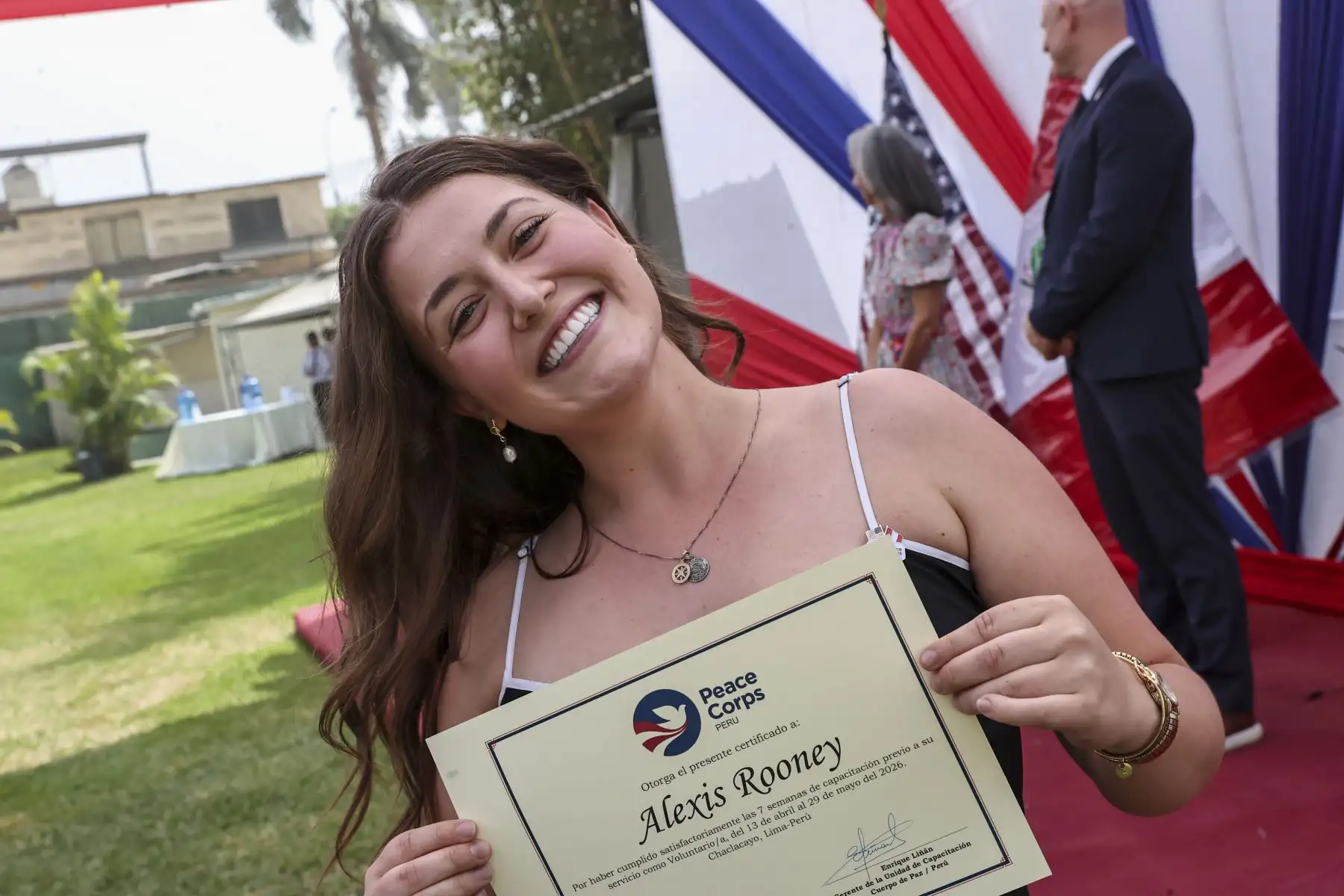 Alexis Rooney, voluntaria que juramentó como parte del grupo de voluntarios del Cuerpo de Paz norteamericano que trabajará en diversas regiones del Perú y que se diversificará en distintas problemáticas como salud, saneamiento entre otros.

Foto:ANDINA / Juan Carlos Guzmán Negrini