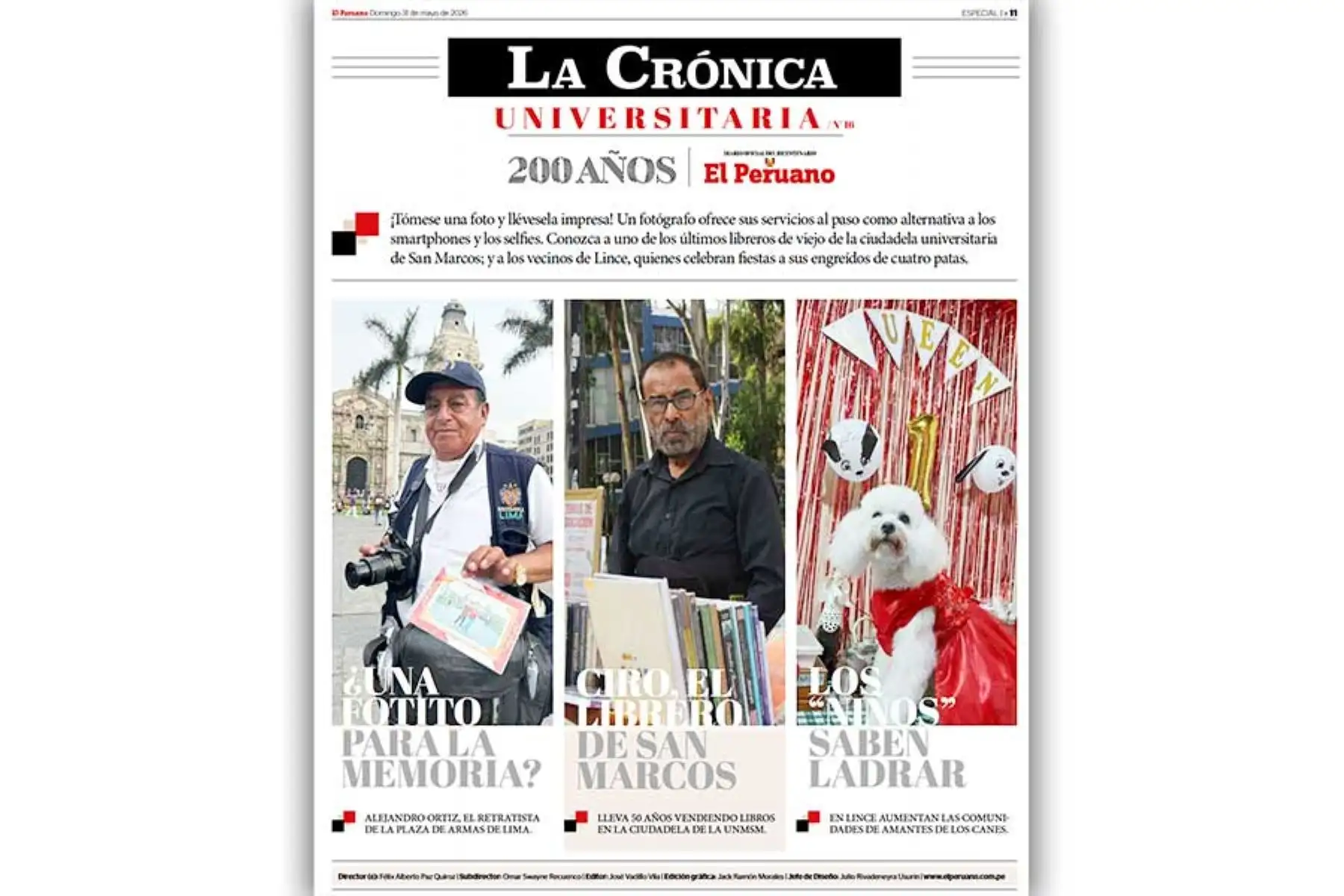 Portada de La Crónica Universitaria correspondiente a la edición del domingo 31 de mayo de 2026. 
