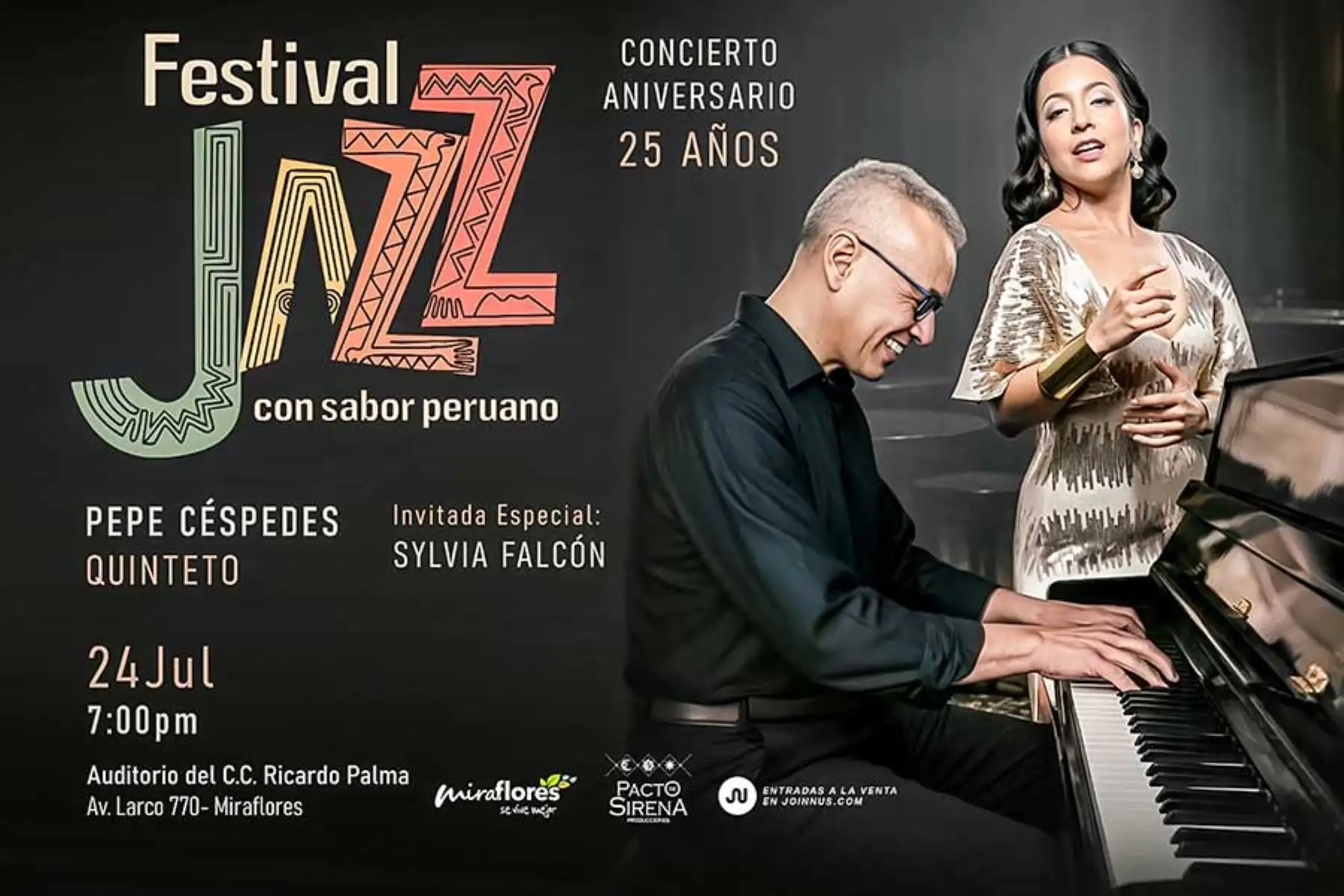 Sylvia Falcón y Pepe Céspedes en concierto por 25 años del Festival Jazz Con Sabor Peruano