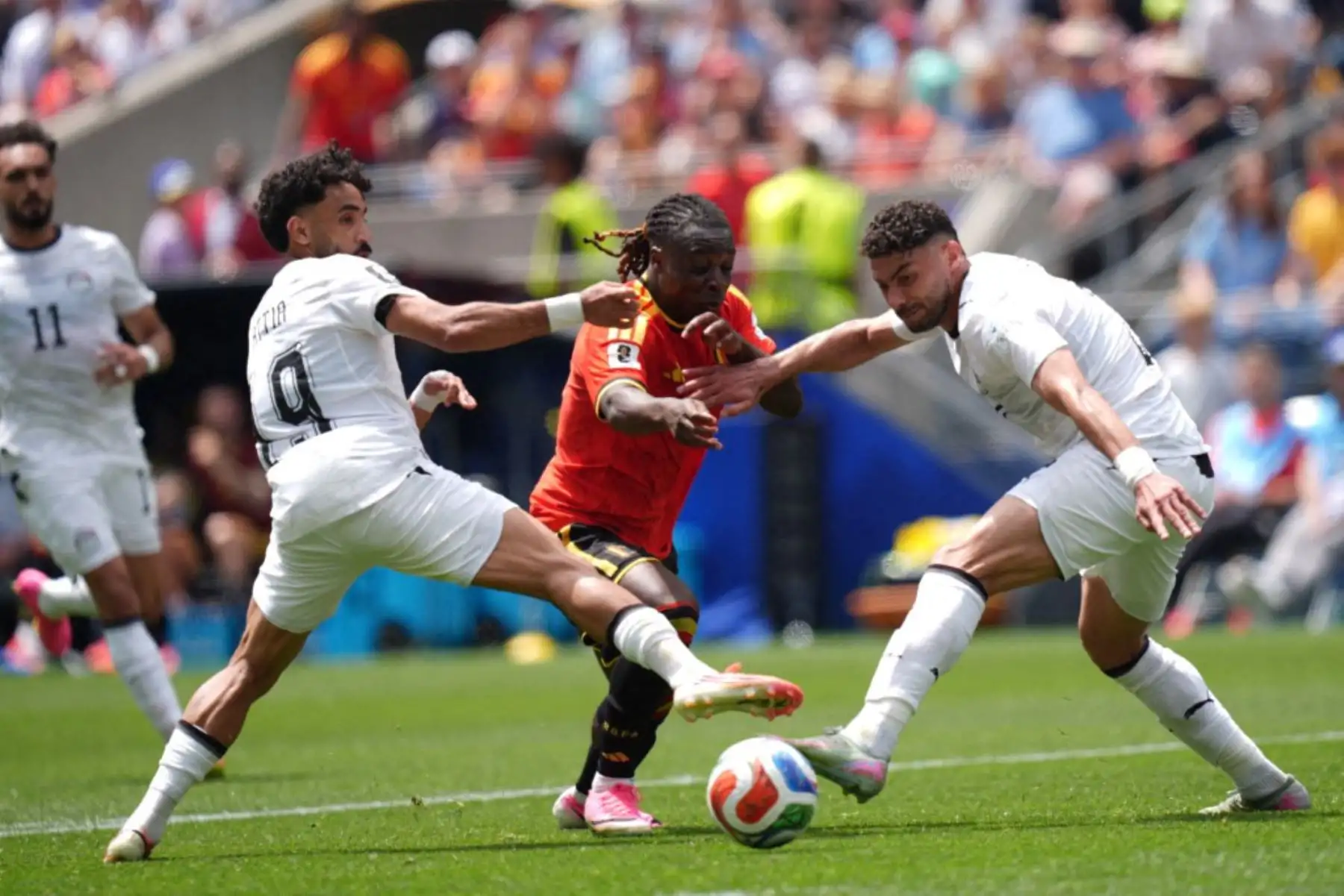 Doku de Bélgica en acción durante el partido de la primera fase del Grupo G de la Copa Mundial de la FIFA 2026 entre Bélgica y Egipto en el Lumen Field (Estadio de Seattle) en Seattle, Washington. Foto: ANDINA/ AFP
