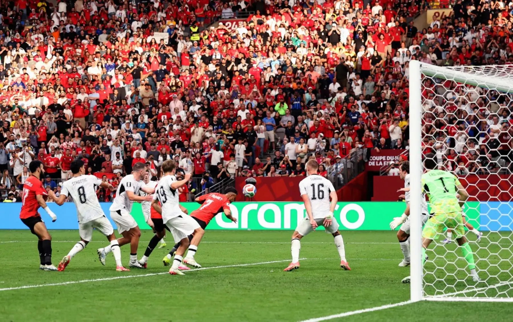 Trezeguet #7 de Egipto anota el tercer gol de su equipo durante el partido del Grupo G de la Copa Mundial de la FIFA 2026 entre Nueva Zelanda y Egipto en el BC Place Vancouver el 21 de junio de 2026 en Vancouver, Columbia Británica. Foto: AFP