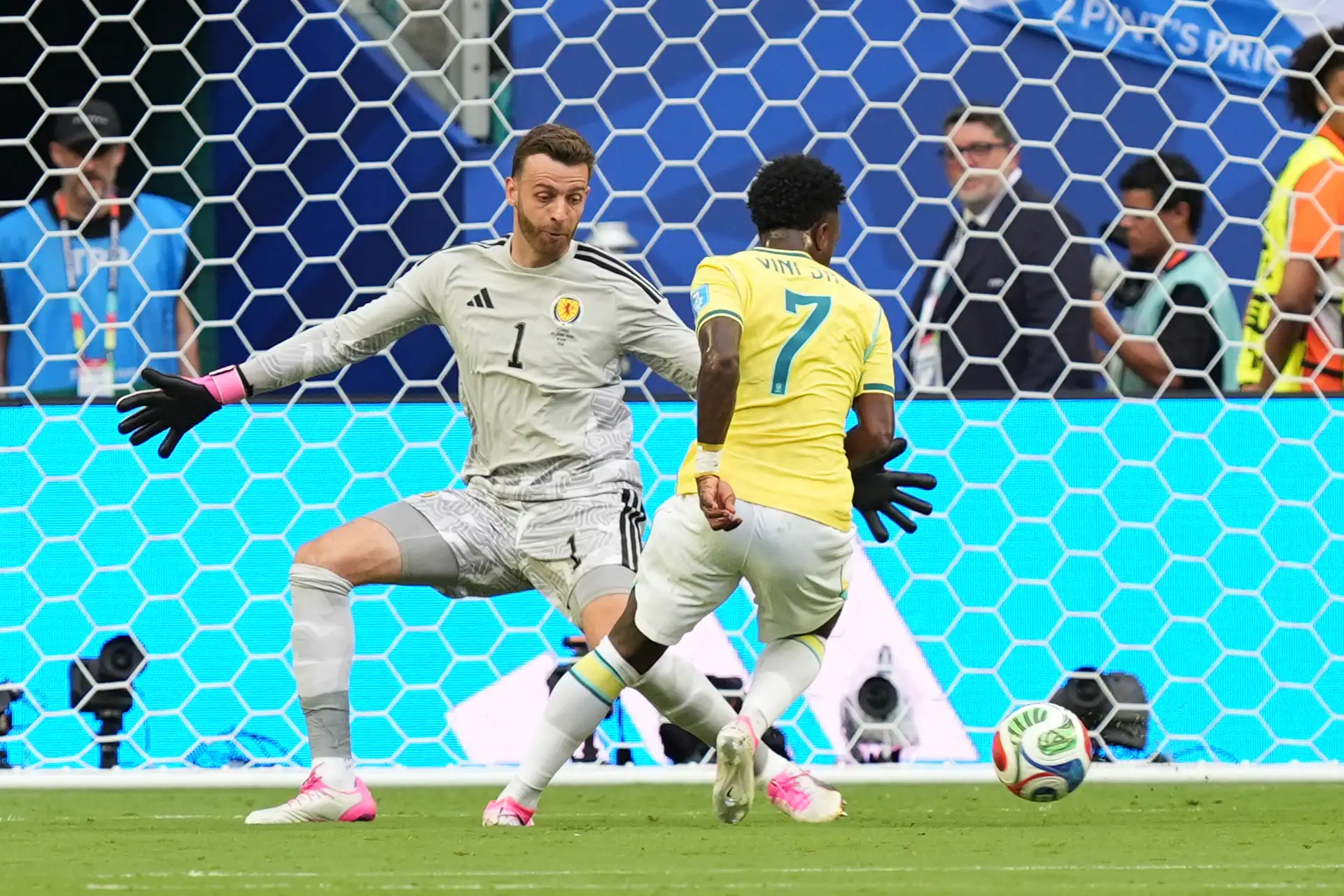 Vinícius Júnior de Brasil anotó un gol este miércoles, en un partido del grupo C del Mundial de la FIFA 2026 entre Escocia y Brasil.
 Foto: ANDINA/EFE