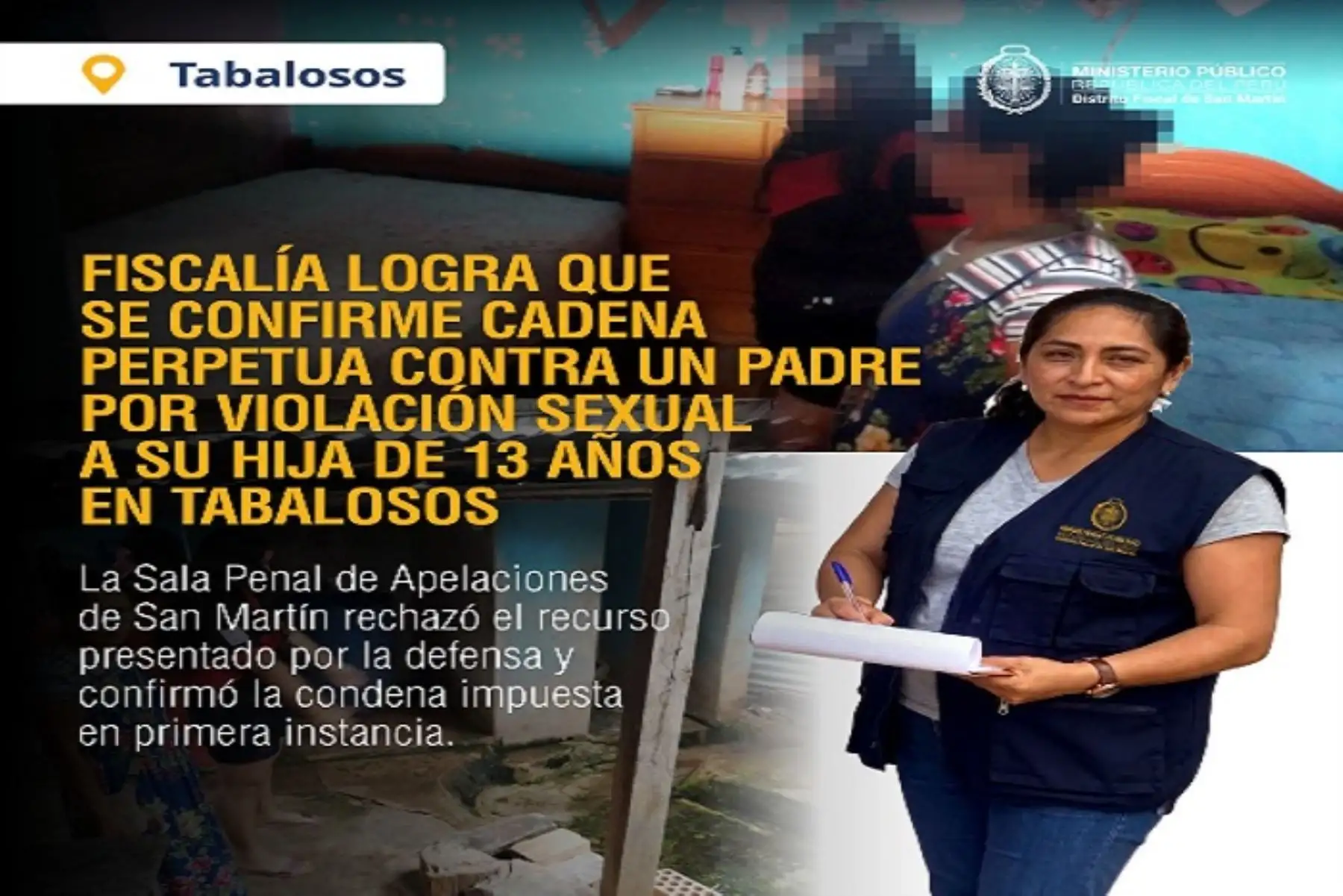 San Martín: confirman cadena perpetua por violación sexual a menor