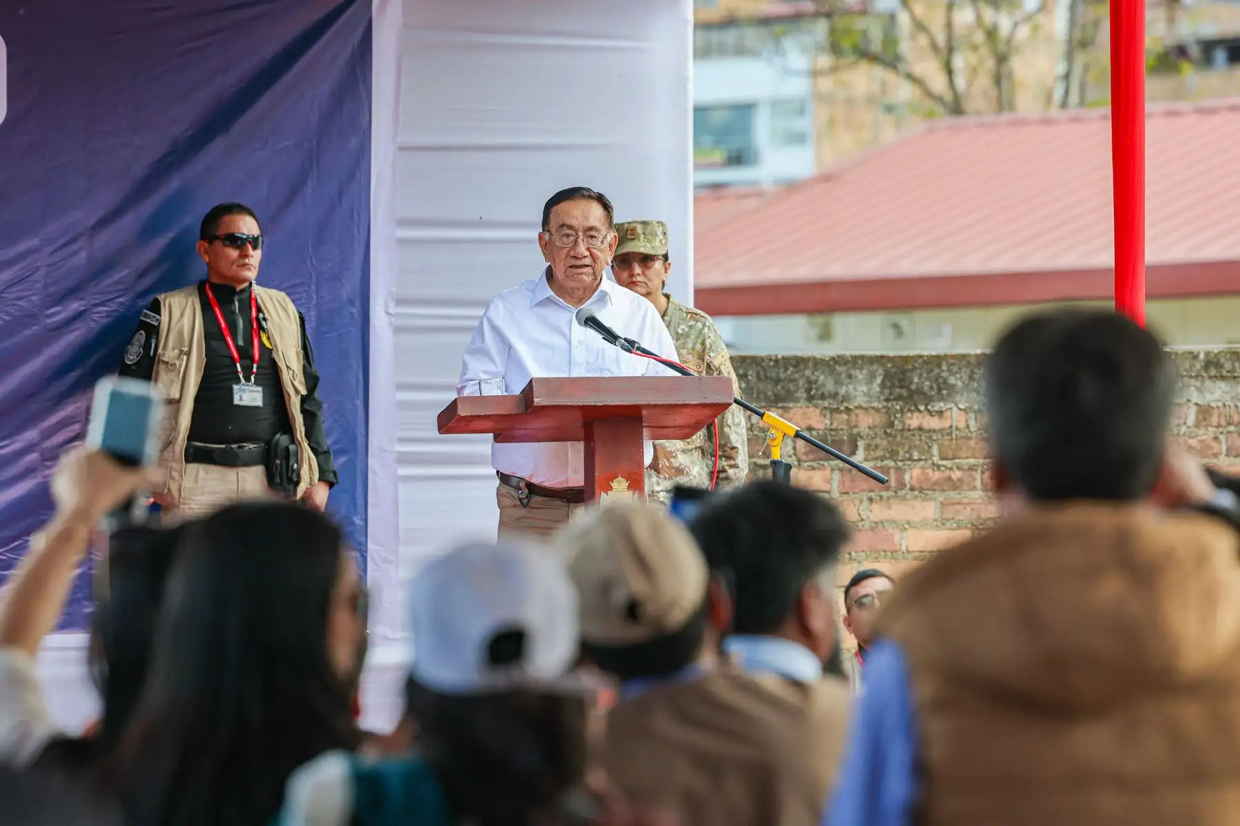 El presidente José María Balcázar participó en la declaratoria de viabilidad del proyecto vial de la zona urbana I de El Molino, Sector 22 – Samana Cruz, en la faja marginal del río Mashcón. Foto: Presidencia