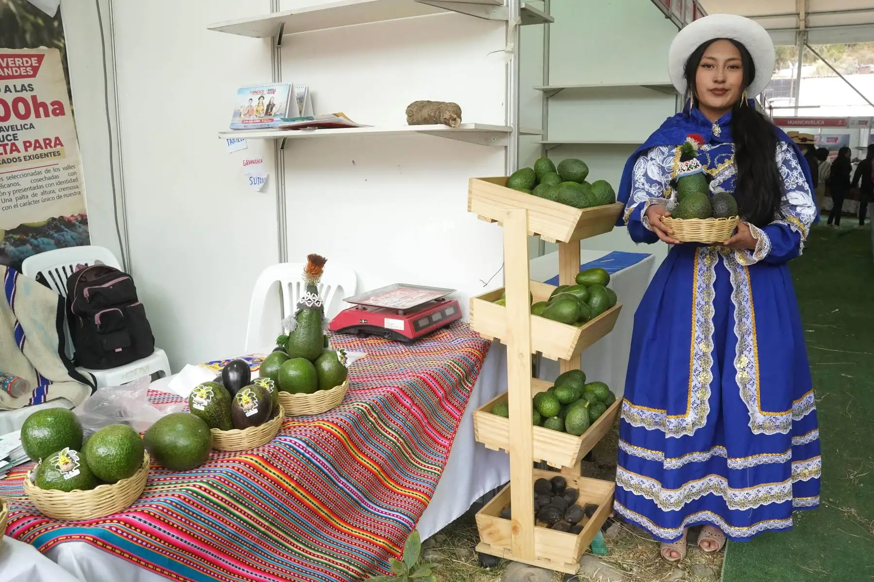 Productoras de 183 variedades de leguminosas de la comunidad de Paloma del distrito de Marcas, Acobamba de la región Huancavelica exhiben sus productos agrícolas en el Expo Perú Los Andes 2026. Foto: ANDINA/Genry Bautista