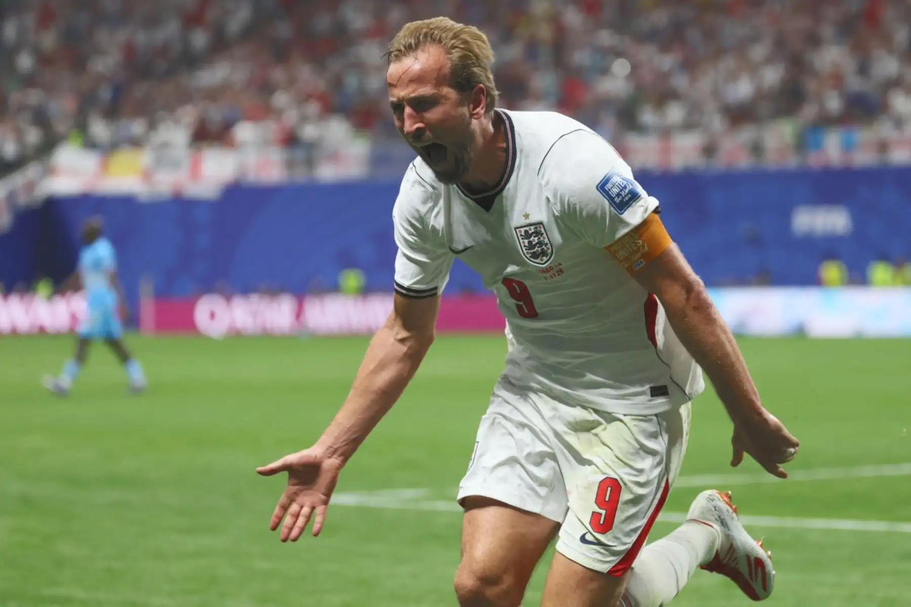 El delantero inglés Harry Kane, marca el segundo gol de su equipo durante el partido de dieciseisavos de final del Mundial de 2026 entre Inglaterra y la República Democrática del Congo, disputado en el estadio de Atlanta. Foto: AFP