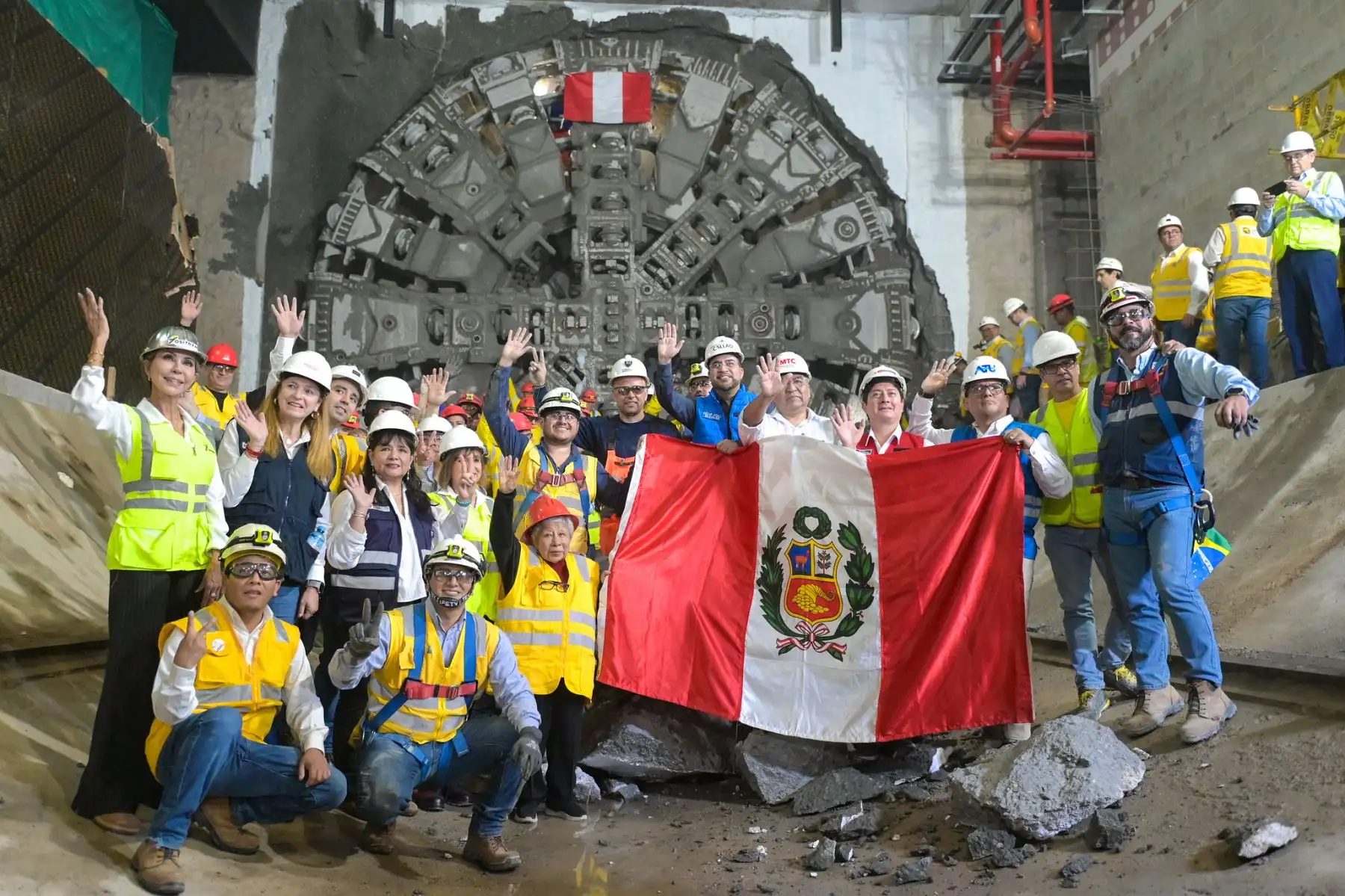 La llegada de la tuneladora Delia a la Estación Insurgentes fue celebrada como un hito en la construcción de la primera línea de metro subterránea del país. Foto: ANDINA/Difusión.