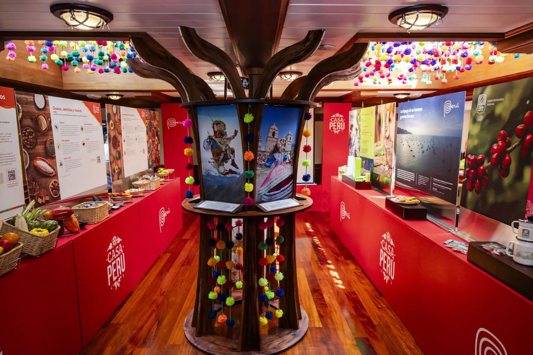 La plataforma de promoción "Casa Perú" se instaló en la cubierta del buque para difundir la riqueza cultural, turística y exportable del país. Foto: ANDINA/Difusión