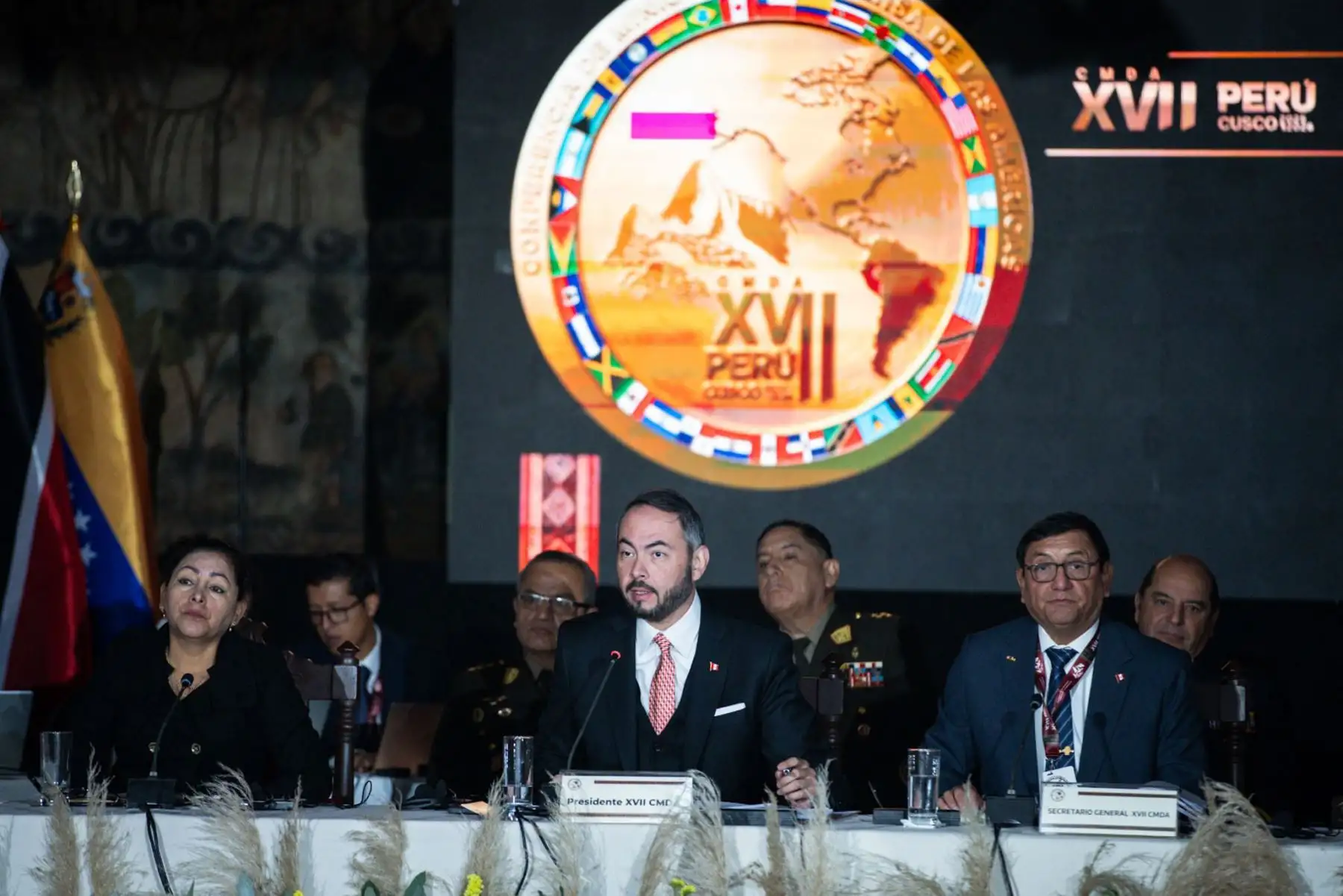 La ceremonia de inauguración de la XVII CMDA se desarrolló en el Convento de La Merced y fue encabezada por el ministro de Defensa del Perú, Amadeo Flores Carcagno. Foto: ANDINA/Mindef.