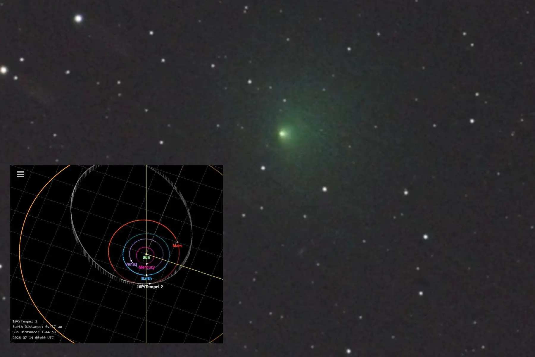 Cometa 10P/Tempel 2 será más visible durante la Luna nueva del 14 de julio