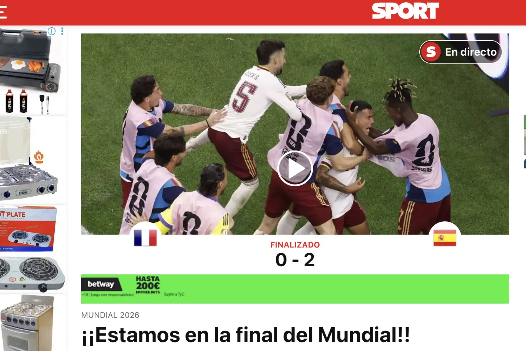 Diario Sport. Así reacciona la prensa española tras la clasificación de su selección a la final del Mundial 2026. España derrotó 2-0 a Francia y jugará la final de este domingo en Nueva York. Foto: Captura