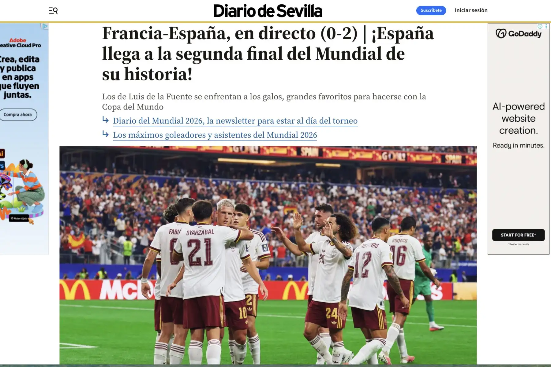 Diario de Sevilla. Así reacciona la prensa española tras la clasificación de su selección a la final del Mundial 2026. España derrotó 2-0 a Francia y jugará la final de este domingo en Nueva York. Foto: Captura