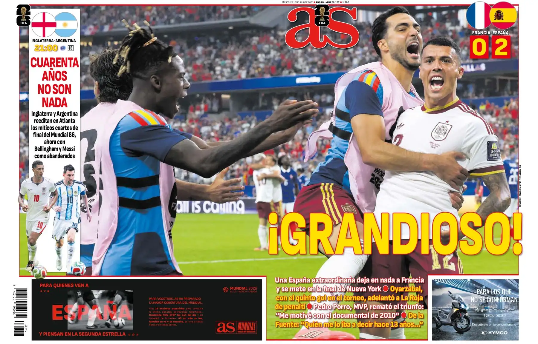 "Grandioso", "Baño histórico": la prensa española celebra el pase de La Roja a la final