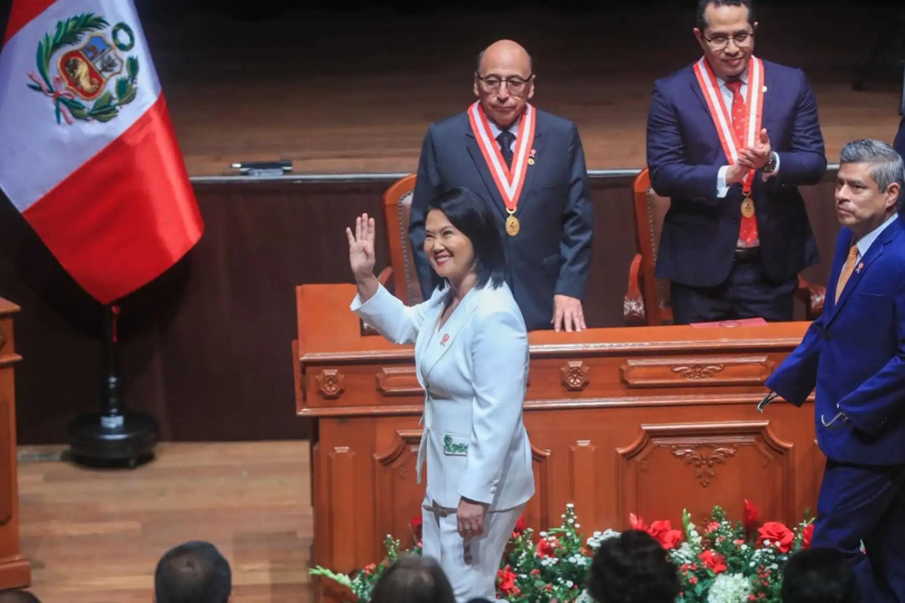 El Jurado Nacional de Elecciones (JNE) entrega a Keiko Fujimori sus credenciales como presidenta electa de la República para el periodo 2026-2031, en una sesión solemne efectuada en el Gran Teatro Nacional, ubicado en el distrito de San Borja. Foto: ANDINA/Ricardo Cuba