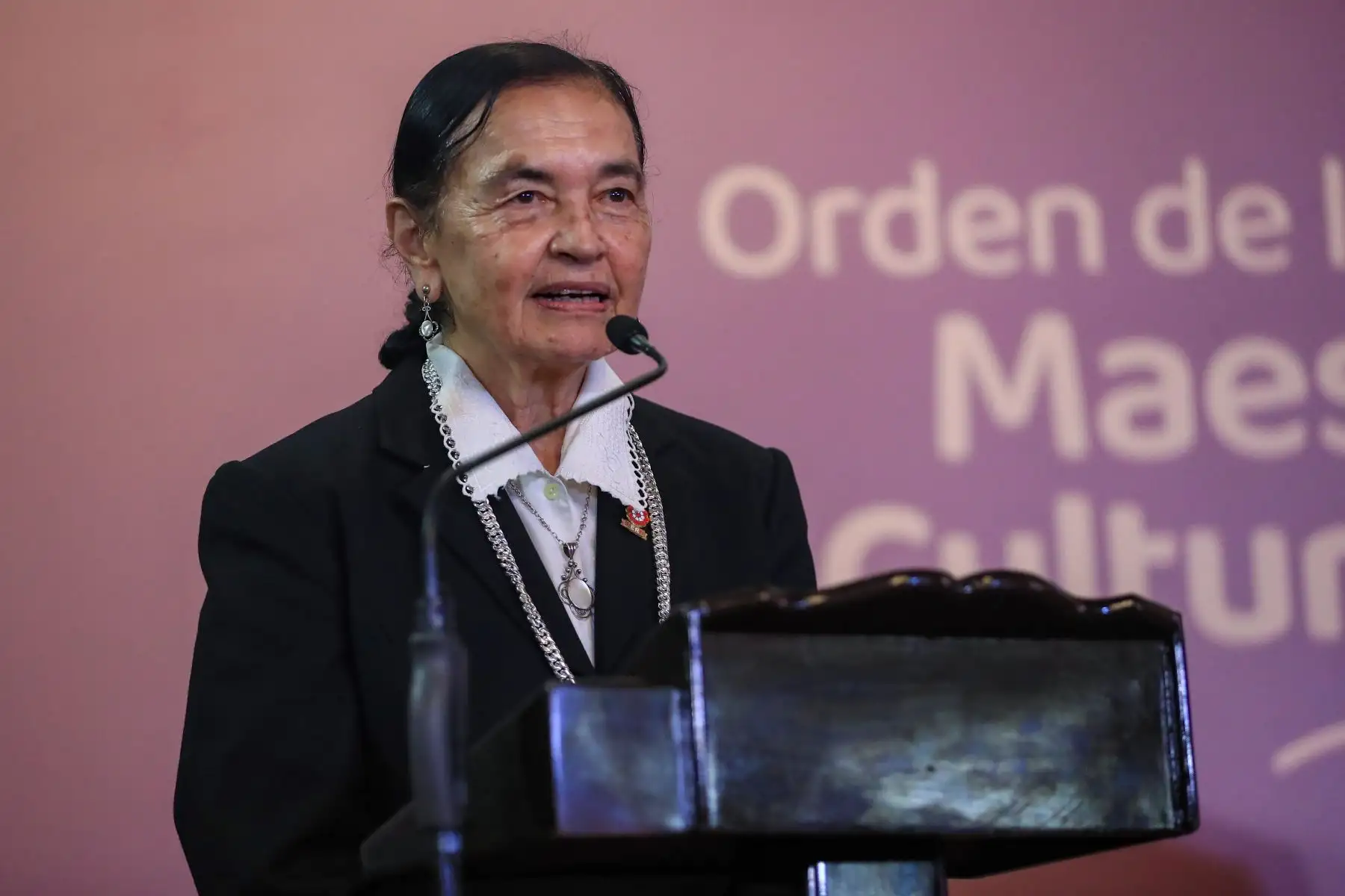 El presidente de la República, José María Balcázar, lideró hoy la ceremonia de otorgamiento de la Orden de los Grandes Maestros de la Cultura Peruana a los arqueólogos Walter Alva Alva y Ruth Shady Solís, en reconocimiento a sus sobresalientes aportes a favor del patrimonio cultural de la Nación. Foto: ANDINA/Presidencia