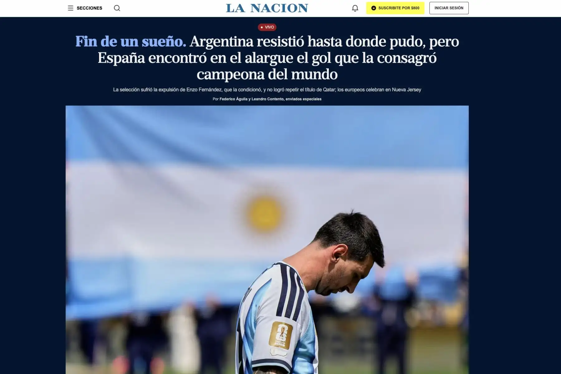Así reacciona la prensa argentina tras la derrota de su selección en la final de la Copa del Mundo 2026. España derrotó a Argentina 1-0 en la final jugada en Nueva York. Foto: Captura