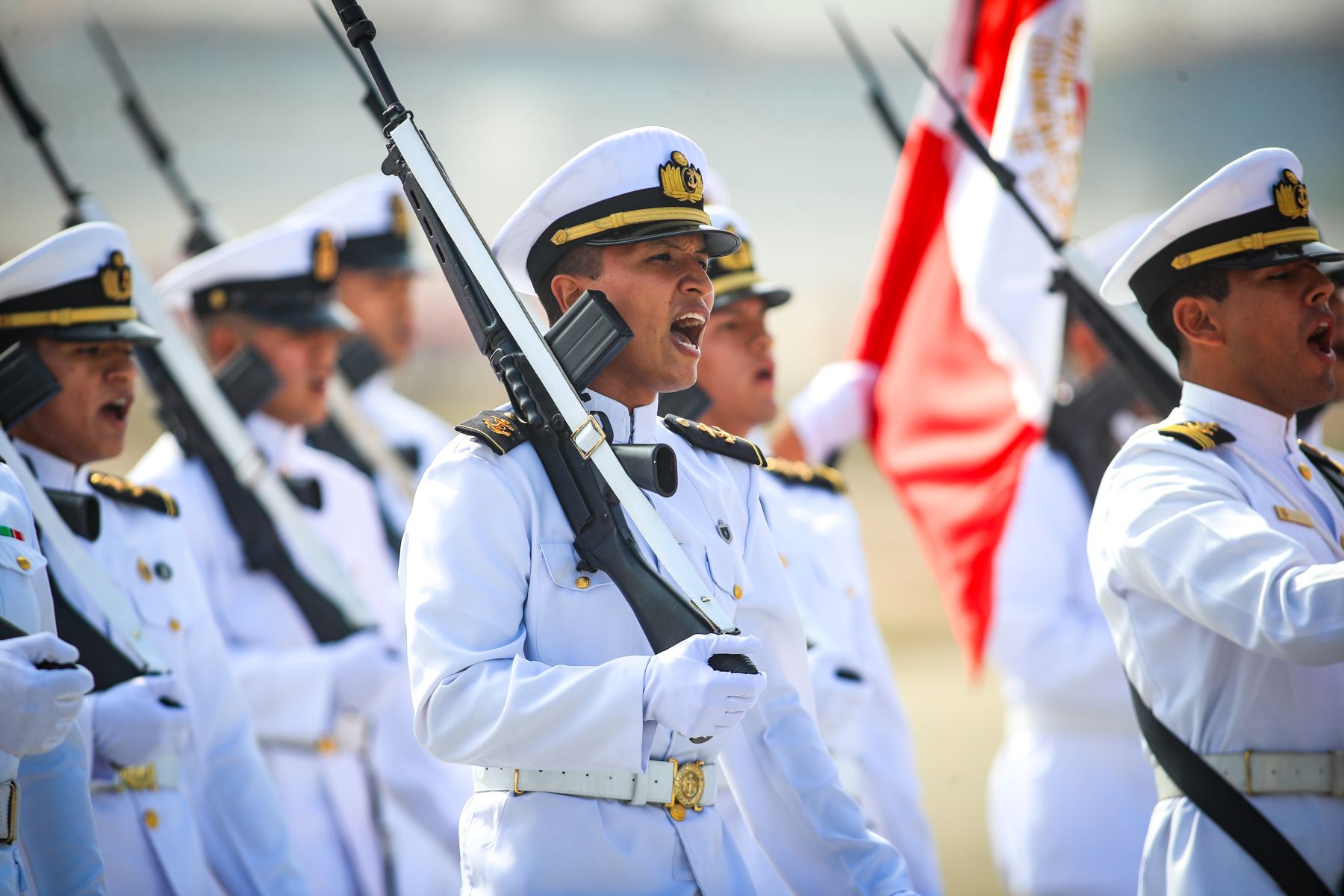 El sábado 25 de julio de 2026 se realizó en la Base Aérea Las Palmas de Surco el segundo ensayo general de los agrupamientos del Ejército, de la Fuerza Aérea, de la Marina de Guerra y de la Policía Nacional, entre otros, que desfilarán en la Gran Parada y Desfile Cívico Militar en la Av. Brasil este 29 de julio. Foto: ANDINA/Ricardo Cuba