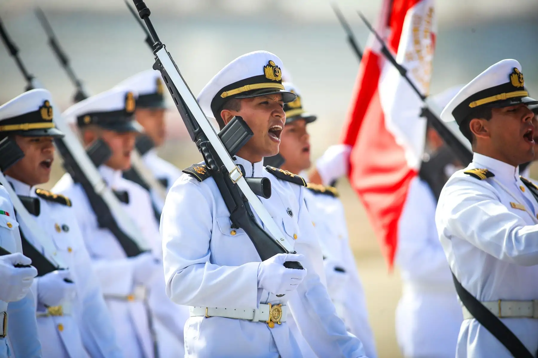 El sábado 25 de julio de 2026 se realizó en la Base Aérea Las Palmas de Surco el segundo ensayo general de los agrupamientos del Ejército, de la Fuerza Aérea, de la Marina de Guerra y de la Policía Nacional, entre otros, que desfilarán en la Gran Parada y Desfile Cívico Militar en la Av. Brasil este 29 de julio. Foto: ANDINA/Ricardo Cuba