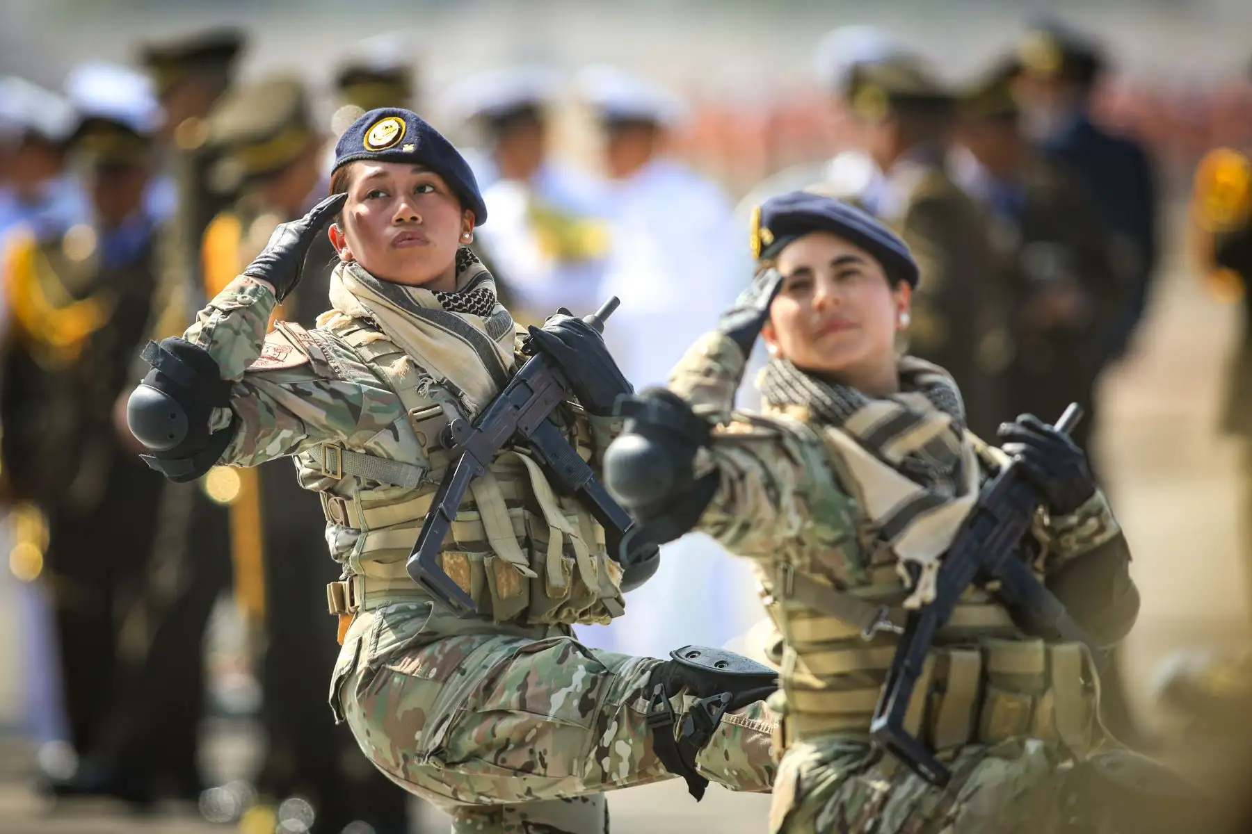 El sábado 25 de julio de 2026 se realizó en la Base Aérea Las Palmas de Surco el segundo ensayo general de los agrupamientos del Ejército, de la Fuerza Aérea, de la Marina de Guerra y de la Policía Nacional, entre otros, que desfilarán en la Gran Parada y Desfile Cívico Militar en la Av. Brasil este 29 de julio. Foto: ANDINA/Ricardo Cuba