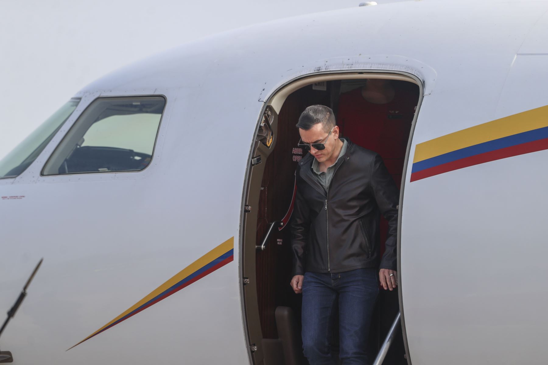 El presidente de Ecuador, Daniel Noboa, llega al Perú para participar en la ceremonia de transmisión del mando supremo a la presidenta electa, Keiko Fujimori, que se realizará el martes 28 de julio. Foto: ANDINA/Jhonel Rodríguez Robles