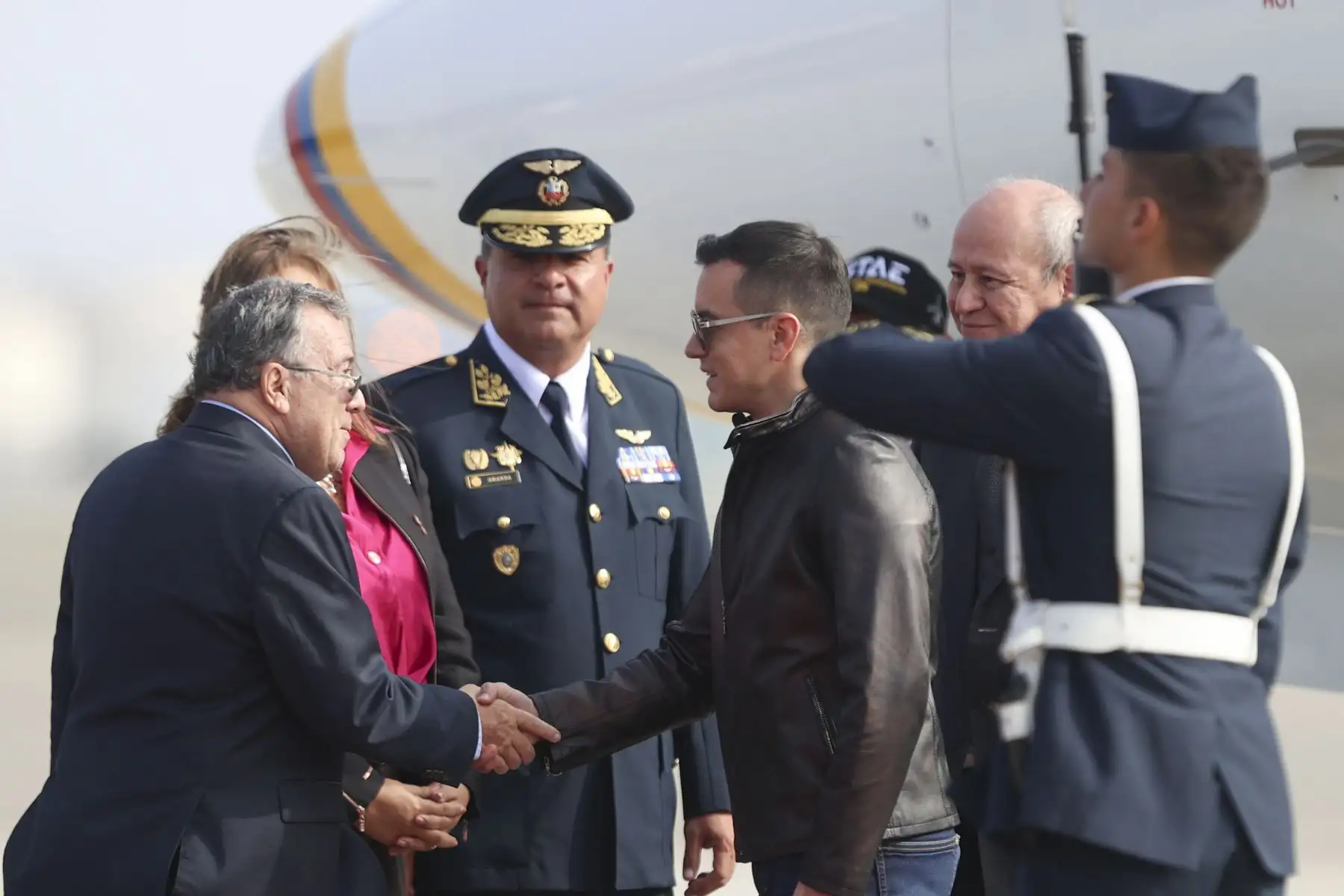El presidente de Ecuador, Daniel Noboa, llega al Perú para participar en la ceremonia de transmisión del mando supremo a la presidenta electa, Keiko Fujimori, que se realizará el martes 28 de julio. Foto: ANDINA/Jhonel Rodríguez Robles