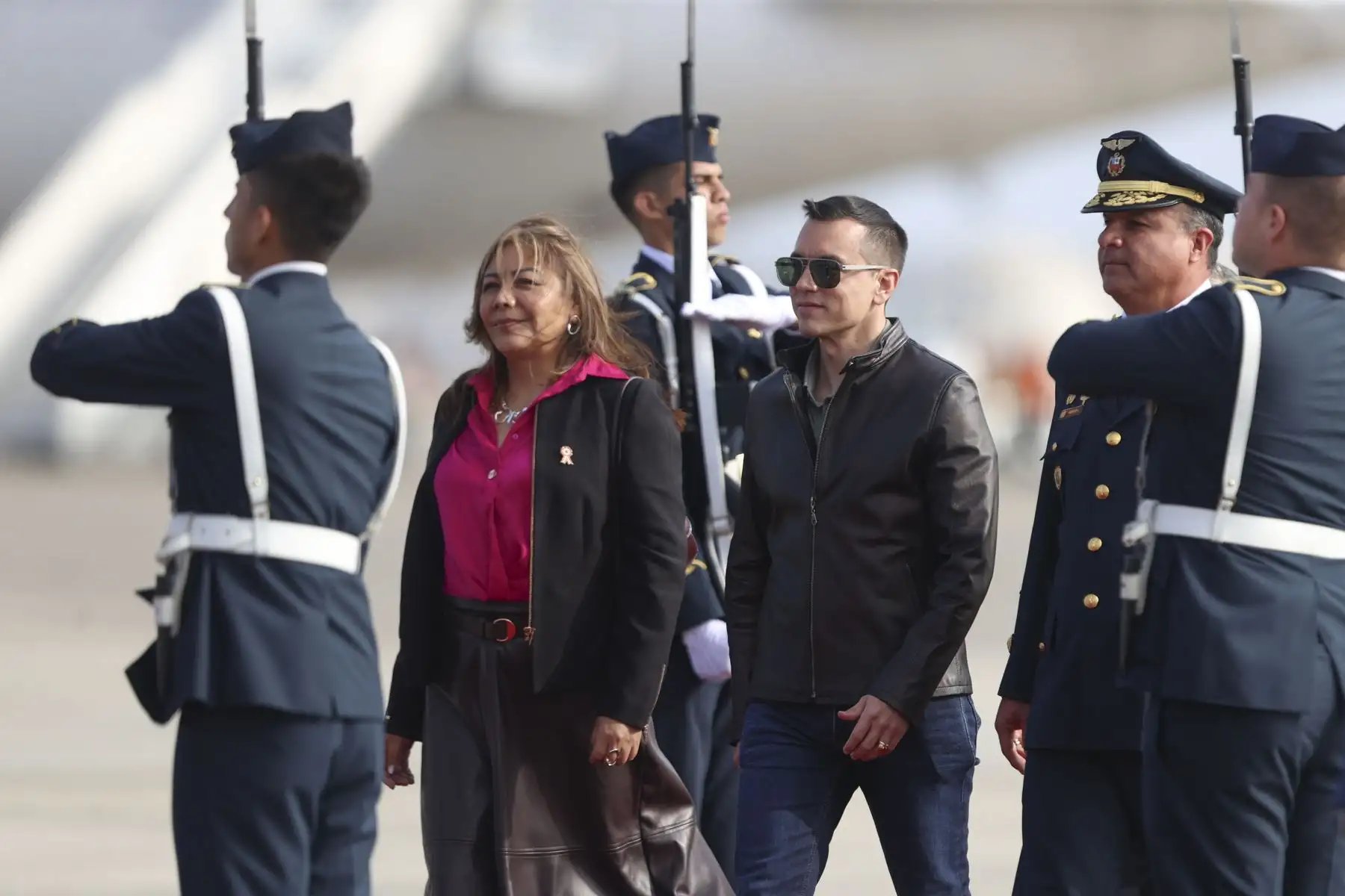 El presidente de Ecuador, Daniel Noboa, llega al Perú para participar en la ceremonia de transmisión del mando supremo a la presidenta electa, Keiko Fujimori, que se realizará el martes 28 de julio. Foto: ANDINA/Jhonel Rodríguez Robles