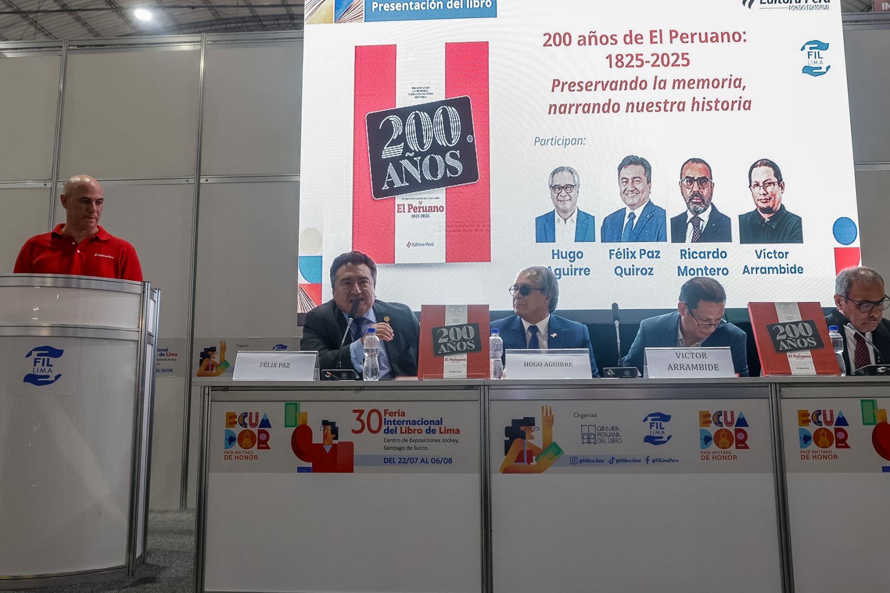 Editora Perú presentó en la FIL Lima 2026 el libro “200 años de El Peruano 1825-2025. Preservando la memoria, narrando nuestra historia”, publicación de su Fondo Editorial que recorre la historia del Diario Oficial desde su fundación en 1825 hasta su evolución digital, resaltando su legado como memoria documental del Perú. Foto: ANDINA/Luis Iparraguirre.