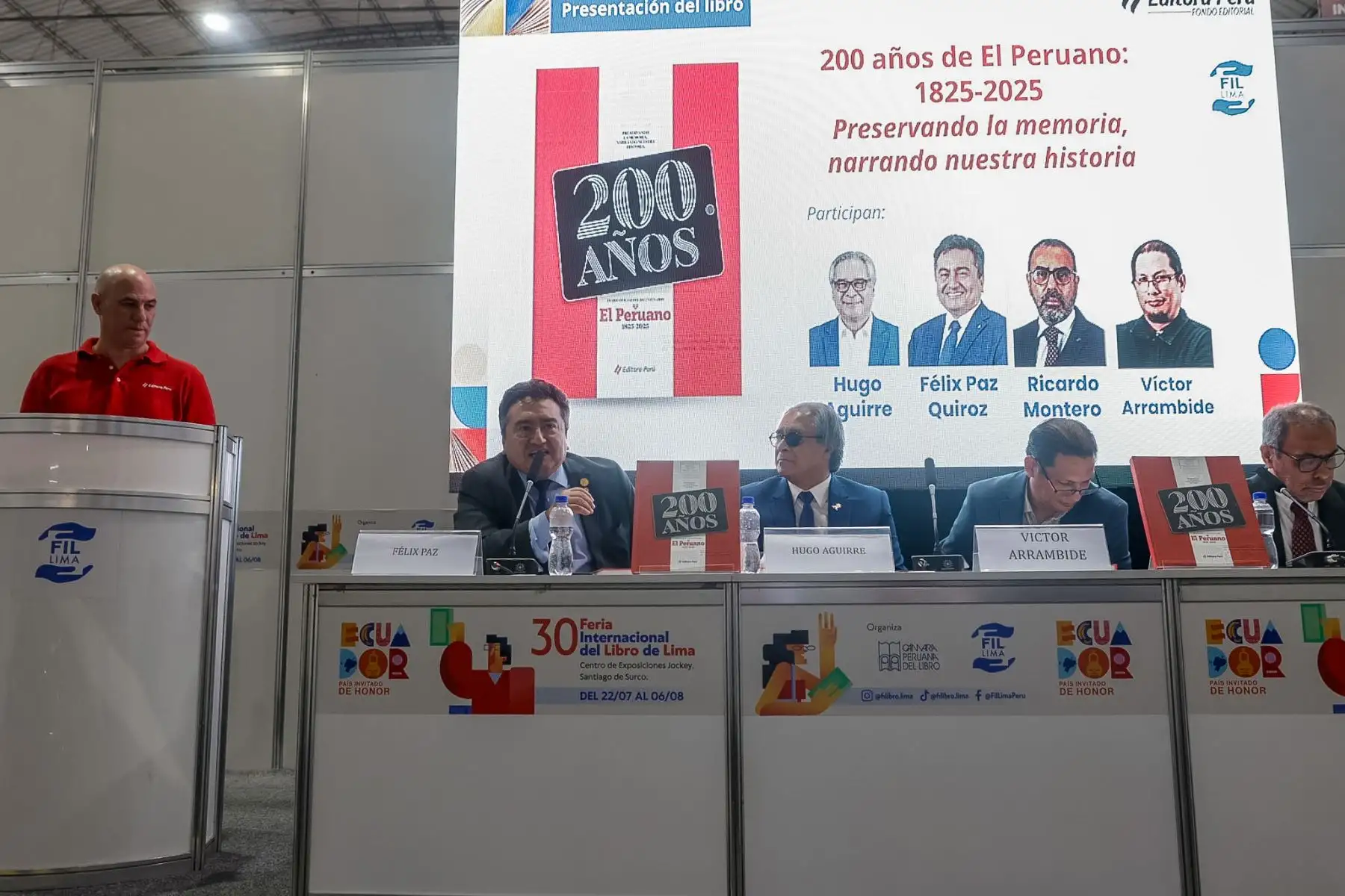 Editora Perú presentó en la FIL Lima 2026 el libro “200 años de El Peruano 1825-2025. Preservando la memoria, narrando nuestra historia”, publicación de su Fondo Editorial que recorre la historia del Diario Oficial desde su fundación en 1825 hasta su evolución digital, resaltando su legado como memoria documental del Perú. Foto: ANDINA/Luis Iparraguirre.