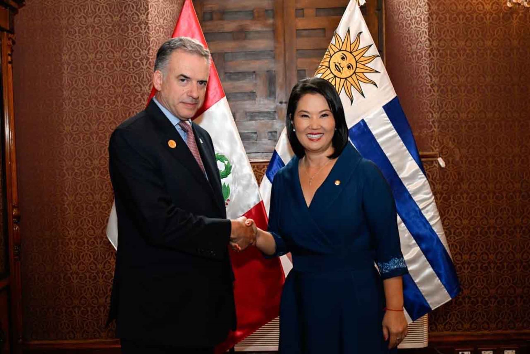 Keiko Fujimori y mandatario de Uruguay resaltan voluntad de impulsar agenda conjunta